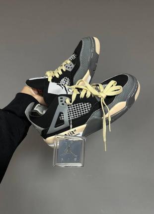 Жіночі кросівки nike air jordan 4 retro x off marr « black / beige » premium