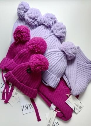 Демисезонные шапочки для девочек от zara.1 фото