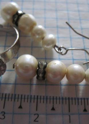Сережки з перлів та кільце.8 фото