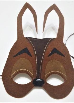 Карнавальная маска из фетра на завязках муравей коричневый1 фото