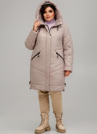 Демисезонное пальто стеганое каталония больших размеров 52-62 размеры разные цвета бежевое5 фото