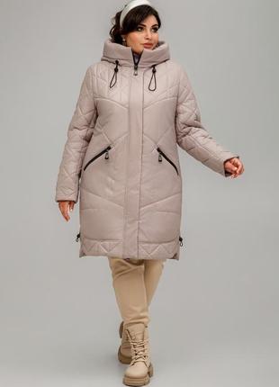 Демисезонное пальто стеганое каталония больших размеров 52-62 размеры разные цвета бежевое