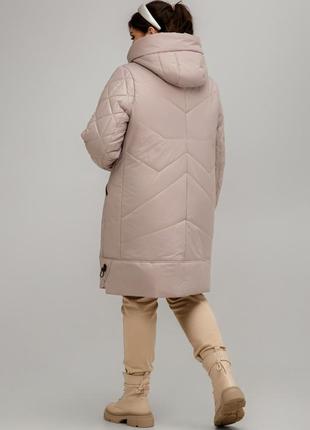 Демисезонное пальто стеганое каталония больших размеров 52-62 размеры разные цвета бежевое2 фото