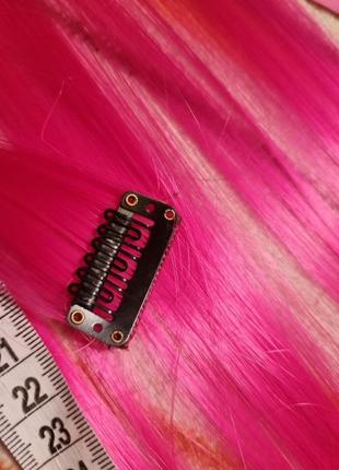 Пряди на заколках 5шт розовые 7935