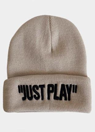 Теплая шапка с вышивкой "просто играй". зимне-осенняя шапка в уличном стиле для мужчин и женщин