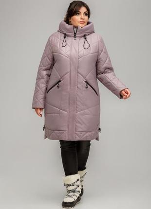 Демисезонное пальто стеганое каталония больших размеров 52-62 размеры разные цвета какао1 фото