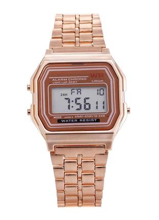 Стильний ретро годинник з 90-х в рожево-золотому корпусі