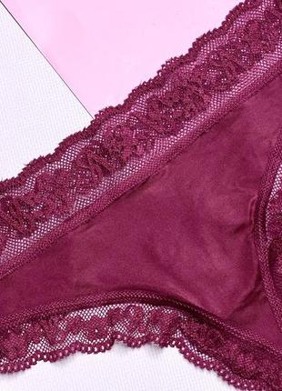 Ажурні гладкі стрінги марсала very sexy micro lace inset thong panty victoria's secret