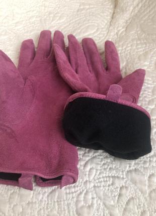 Красивые замшевые перчатки, натуральная кожа замша цвет приглушенно розовый2 фото