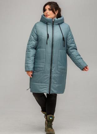 Демисезонное пальто стеганое варшава больших размеров 54-64 размеры разные цвета ментол
