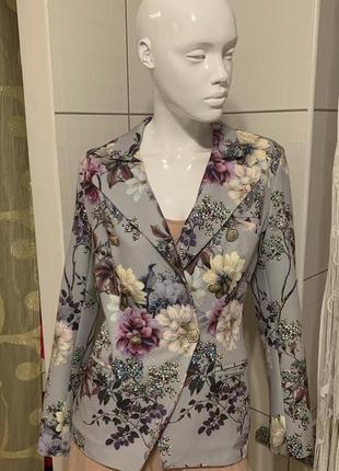 Дизайнерский пиджак жакет в цветочный принт2 фото