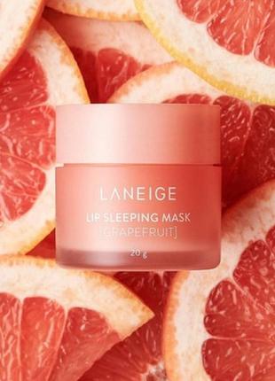 Нічна маска для губ "грейпфрут" laneige lip sleeping mask ex - grapefruit - 20 г4 фото