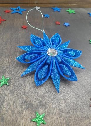 Новогоднее украшение "снежинка", фоамиран синий