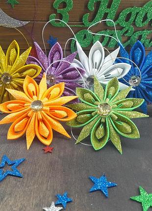 Новогоднее украшение "снежинка", фоамиран синий