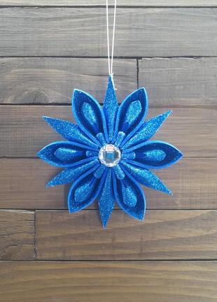 Новогоднее украшение "снежинка", фоамиран синий