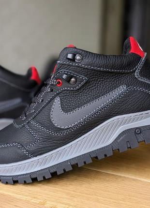 Кожаные мужские зимние кроссовки зимові кросівки чоловічі прошиты + проклеены