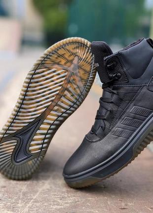 Мужские зимние кожаные кроссовки ботинки адикитоп качество