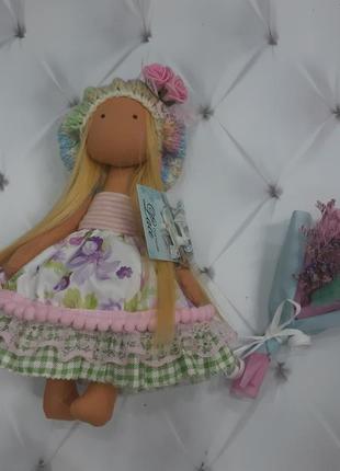 Интерьерная кукла тильда и букет,подарок к 8 марта