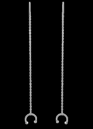 Серебряные сережки протяжки с подковой 925 проба5 фото