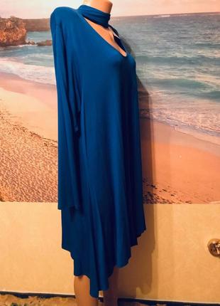 Яркое платье туника nouveffe для шикарной фигуры ультра-синее3 фото