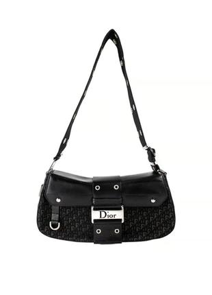 Сумка багет dior columbus textile black1 фото