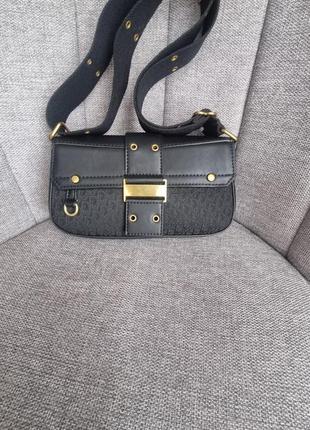 Сумка багет dior columbus textile black7 фото