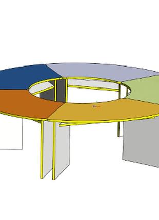 Стол улыбка, 5 шт столов, опора лдсп 18 мм, 2100 мм диаметр, st-1170
