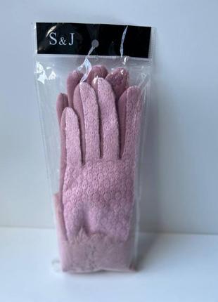 Розовые сенсорные женские перчатки8 фото