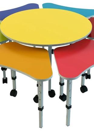 Комплект з 6 дитячих столів пелюсток + 1 стіл круглий ромашка st-057