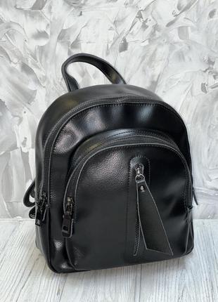 Рюкзак-сумка з натуральної шкіри чорний