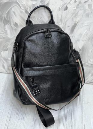 Рюкзак із натуральної шкіри чорний