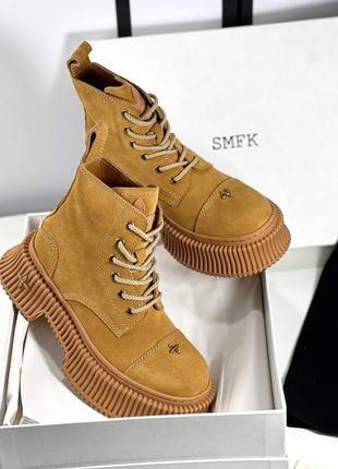 Ботинки женские замшевые рыжие брендовые в стиле smfk