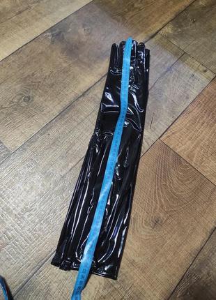 Перчатки женские женские длинные черные латекс кожа