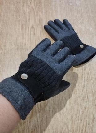 Теплые перчатки f&f трикотажные на флисе l/xl