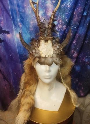 Ексклюзивний головний убір в шаманському стилі шаман друїд ірокез з пір'я з...