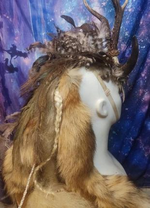 Ексклюзивний головний убір в шаманському стилі шаман друїд ірокез з пір'я з...
