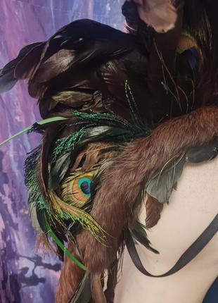Шикарный авторский ирокез из перьев косплей вечеринка фотосессия на выступление burning man