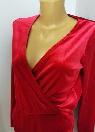 Брендовый бархатный велюровый боди комбидресс размера m