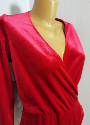 Брендовый бархатный велюровый боди комбидресс размера m