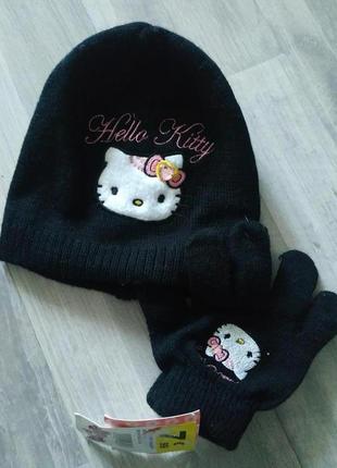 Комплект шапка перчатки hello kitty розмір 52