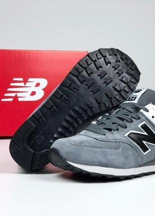 New balance 574 кросівки жіночі замшеві сірі зимові з хутром ботінки сапоги низькі теплі3 фото