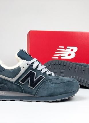 New balance 574 сірі кросівки жіночі замшеві зимові з хутром відмінна якість ботінки сапоги низькі теплі7 фото