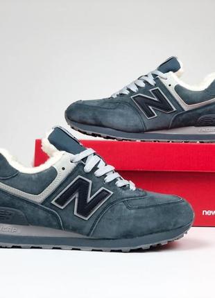 New balance 574 сірі кросівки жіночі замшеві зимові з хутром відмінна якість ботінки сапоги низькі теплі4 фото