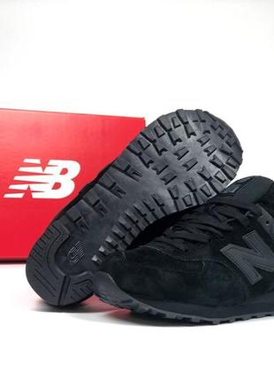 New balance 574 кросівки жіночі замшеві зимові з хутром відмінна якість ботінки сапоги низькі теплі чорні5 фото