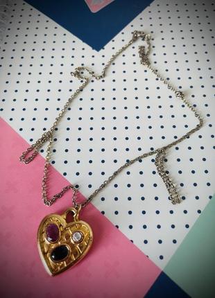 Кулон сердечко, подвеска с камнями