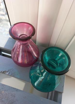 Маленькие вазочки jysk розового цвета и цвета морской волны4 фото