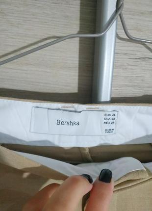 Базовые брюки беж со стрелкой высокая посадка xs 34 bershka3 фото