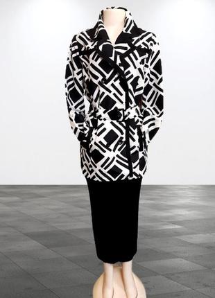 M-xl черно белый двубортный женский плащ liv, длинная куртка парка1 фото