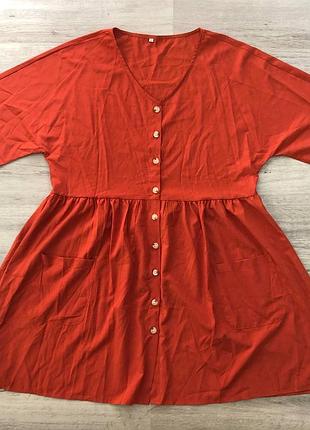 Женское платье оверсайз, оранжевое