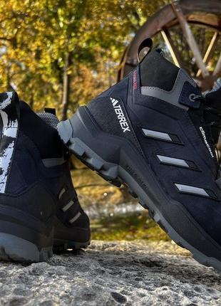 Зимові шкіряні черевики, кросівки термо, adidas clima gore-tex denim